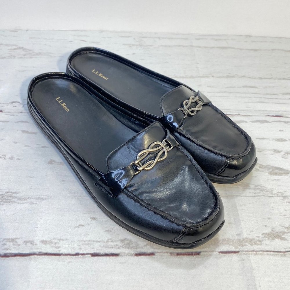 LL Bean Slip On Mules Shoes Black Size 9